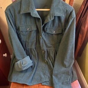Women's Green Corduroy Babydoll Style Jacket